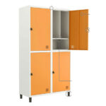 Armário Locker 4 portas c/ Portas e Divisórias em Aço